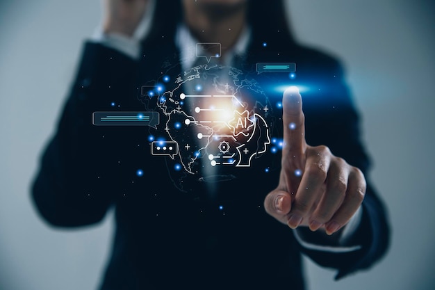 AI technology features and digital services interface showcasing artificial intelligence solutions